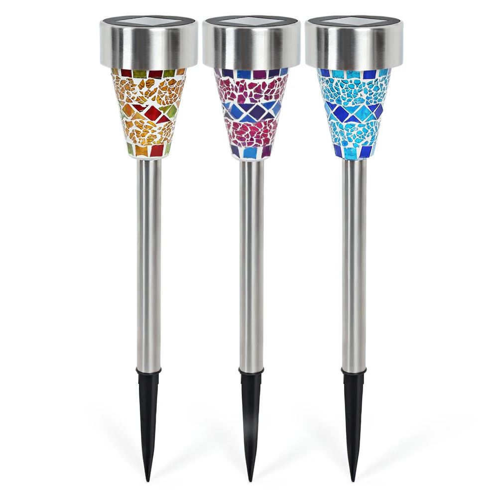 3 шт. водонепроницаемые светодиодные фонари на солнечной батарее из нержавеющей