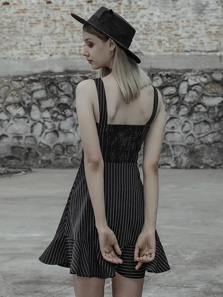 Панк Rave Для женщин Гот нашивки Strappy Платье PQ522 Азиатский размер | Женская одежда