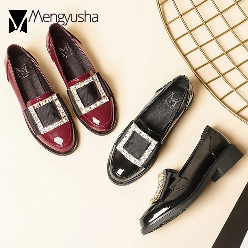 Размера плюс с украшением в виде кристаллов Маленькая кожаная обувь Женская