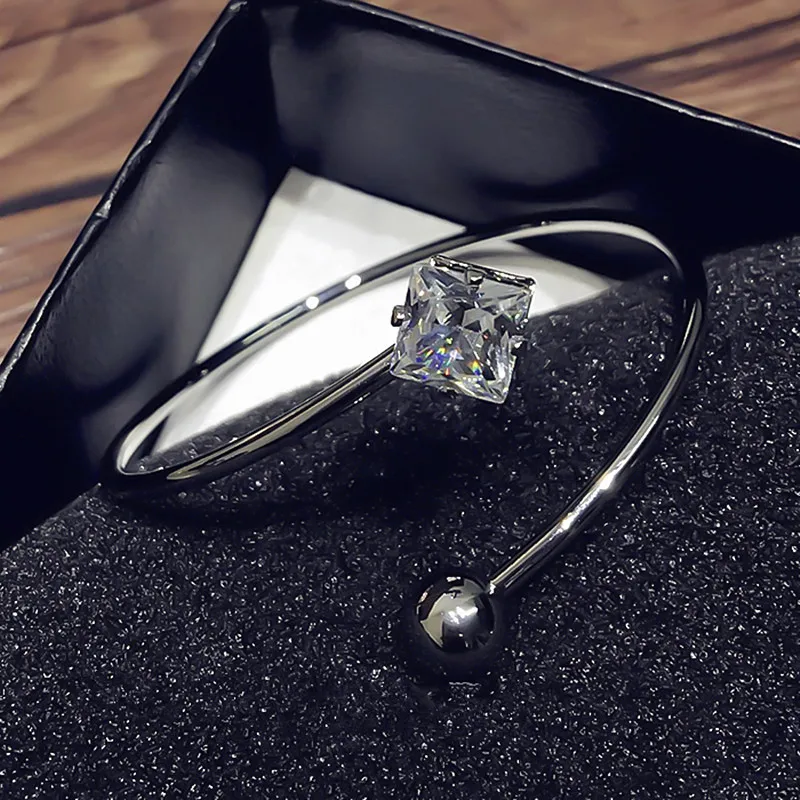 Модные открытые браслеты-манжеты с кристаллами для женщин золотые Серебристый