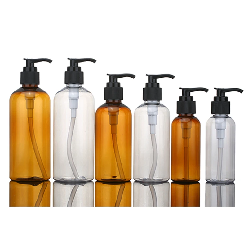 

30pcs 100ml/200ml/300ml Empty Amber Cosmetic PET Container Lotion Pump Bottle ,Shampoo Gel, Shower Packaging Screw Pump Bottle