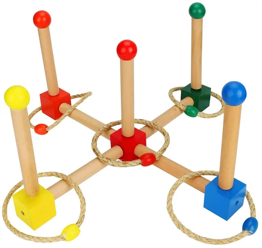 

Ring Toss Game Set Wooden Ring Toss Game Ring Toss with Soft-Touch Tossing Rings and Finished Wood Target Garden Games Toy