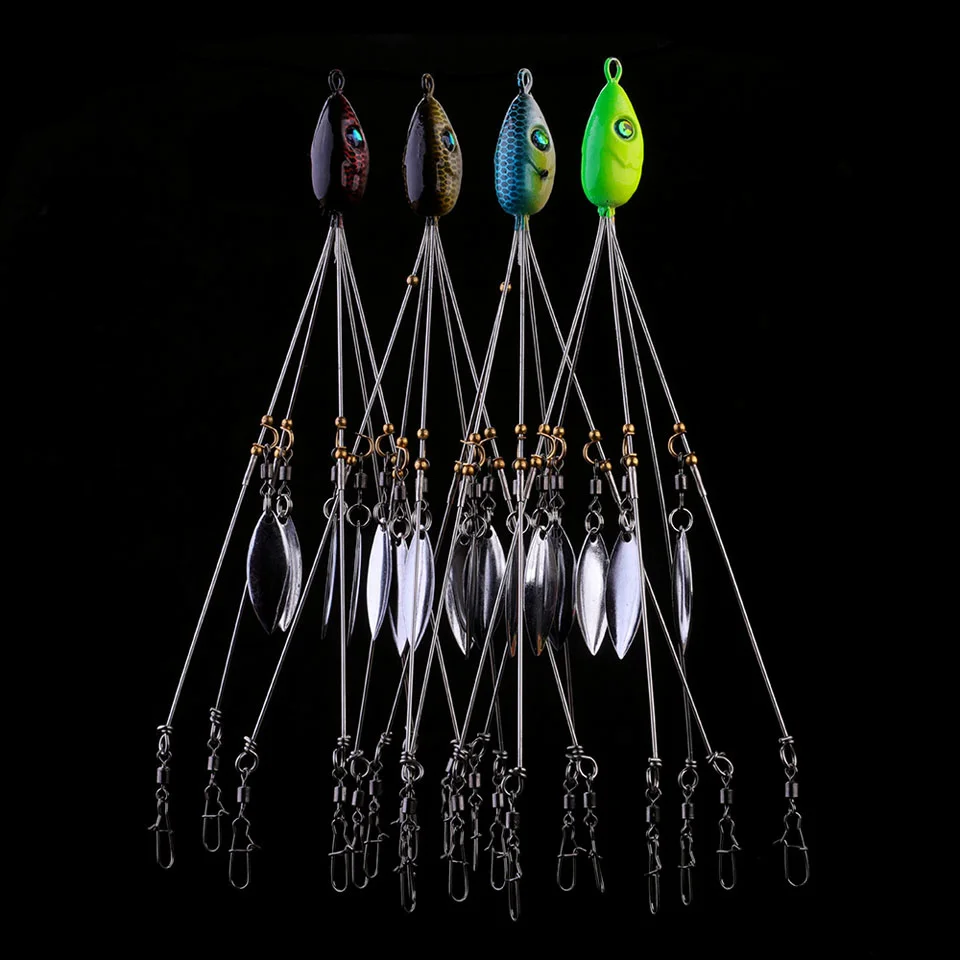 

Walking umbrella fish Fishing bait rig five arms rig head swimming bait down fishing group snap spinning bait