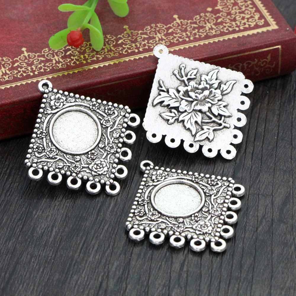 10 шт. 12 мм Внутренний размер античные серебряные цвета бронзовая Роза цветочная