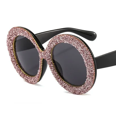 

Handmade diamond-encrusted sunglasses female European and American fashion round sunglasses fashion sunscreen glasses