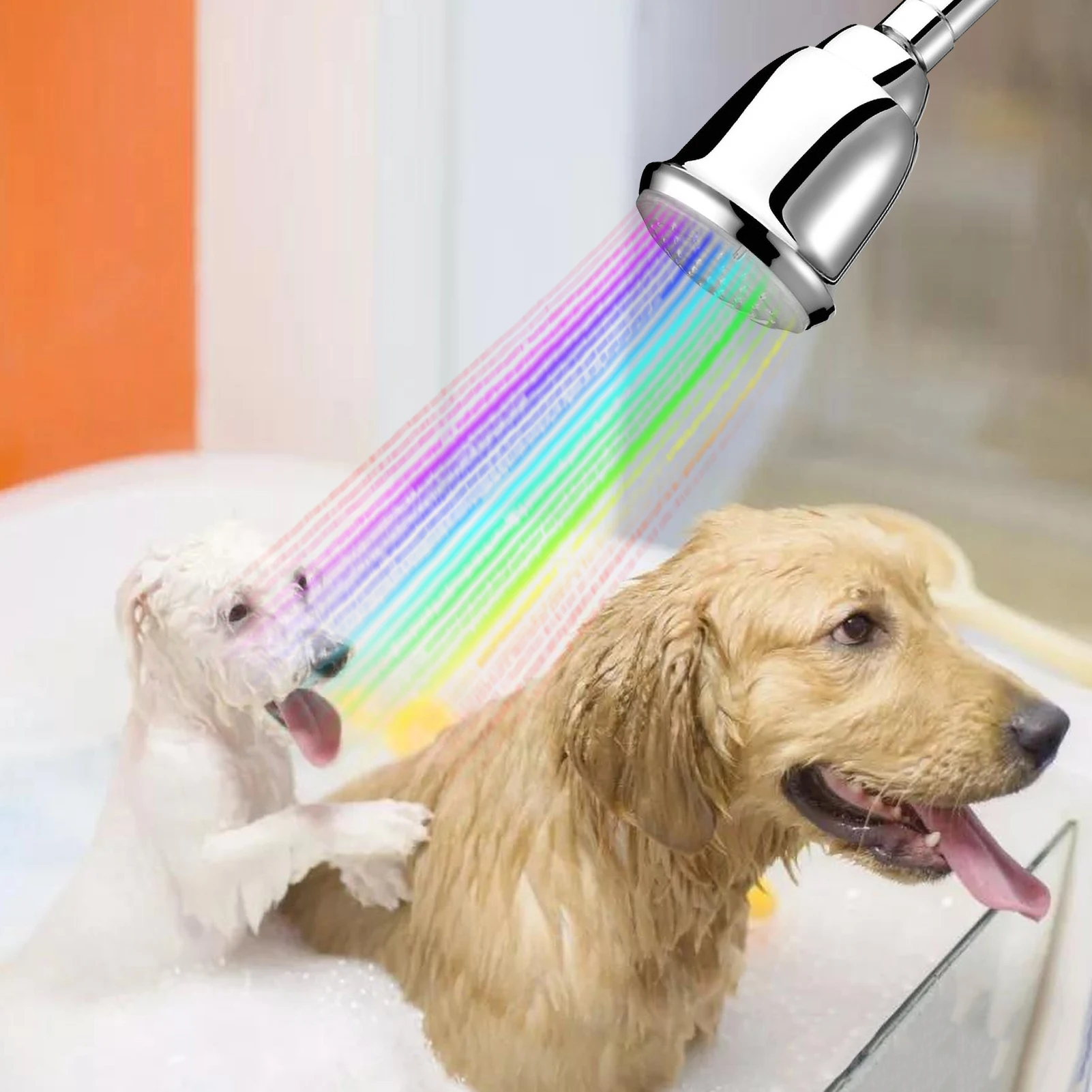 

LED Shower Head Automatically Changing 3 Colors Light Water Saving Rain Showerhead Polished Chrome Bath Shower Head Replacement
