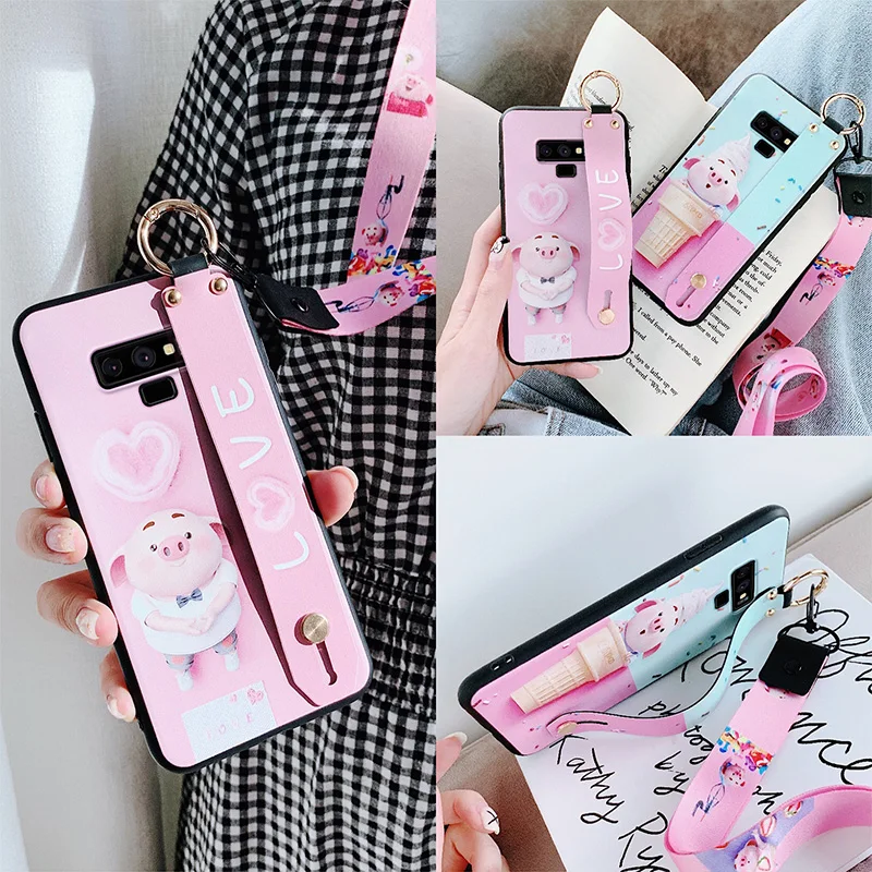Чехол-накладка на запястье для Samsung S10 plus/ S9/ S8 Note 10 pro 8 9 с мультяшным рисунком