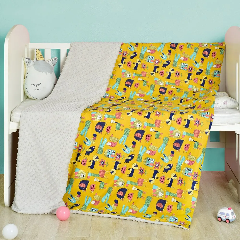 Manta de beb&eacute; de felpa S&uacute;per suave, doble capa, con respaldo punteado, manta c&aacute;lida para reci&eacute;n nacido, con estampado de animales encantadores, manta receptora Unisex-5