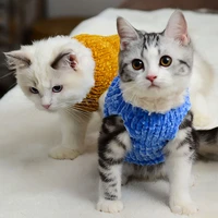 winter super soft pleuche cat sweater pullover for sphynx cat faux fur collar knitted sweater vest