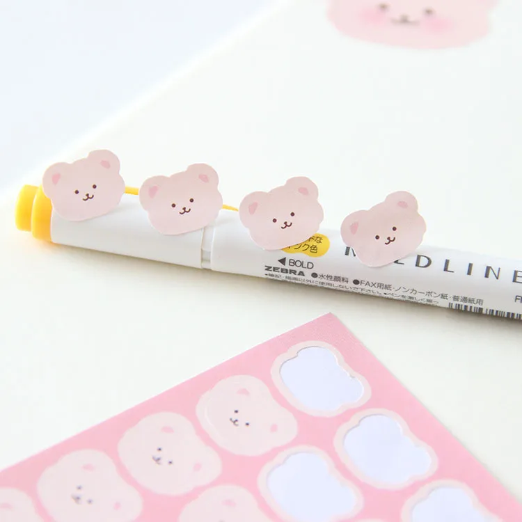 Ins милая розовая пушистая этикетка с медведем наклейка креативная девушка ручная