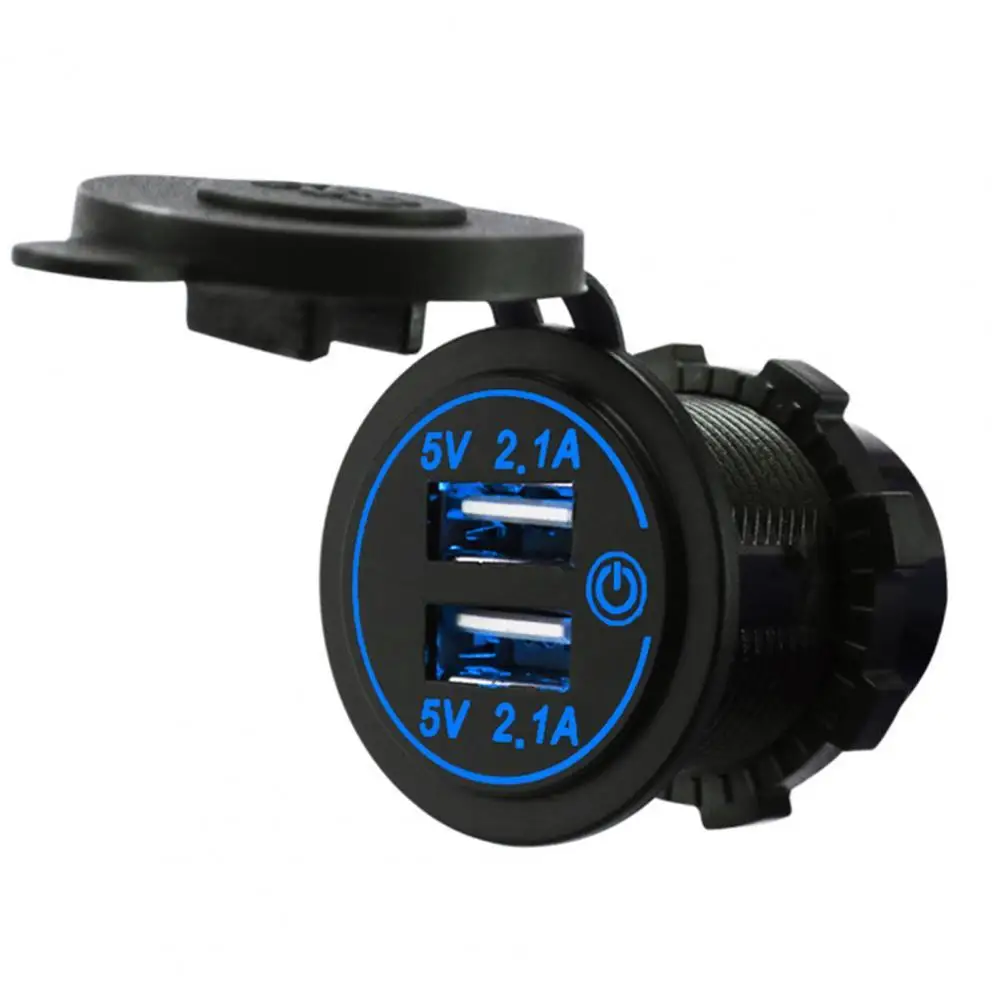 Автомобильное зарядное устройство два USB-порта сенсорный выключатель 12-24 В