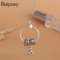 buipoey cartoon baby elephant pendant necklace animal unicorn charm silver color necklace boys girls child baby party jewelry