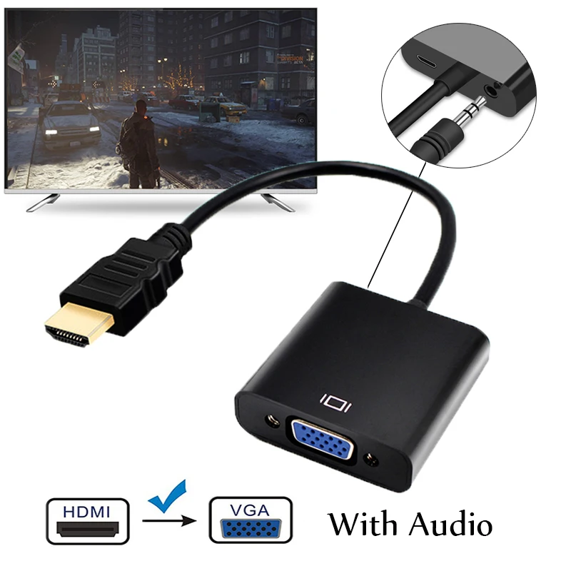 Кабель HDMI VGA с аудиоадаптером HDMI2VGA 3 5 мм для телевизора ПК PS4 ноутбука Macbook