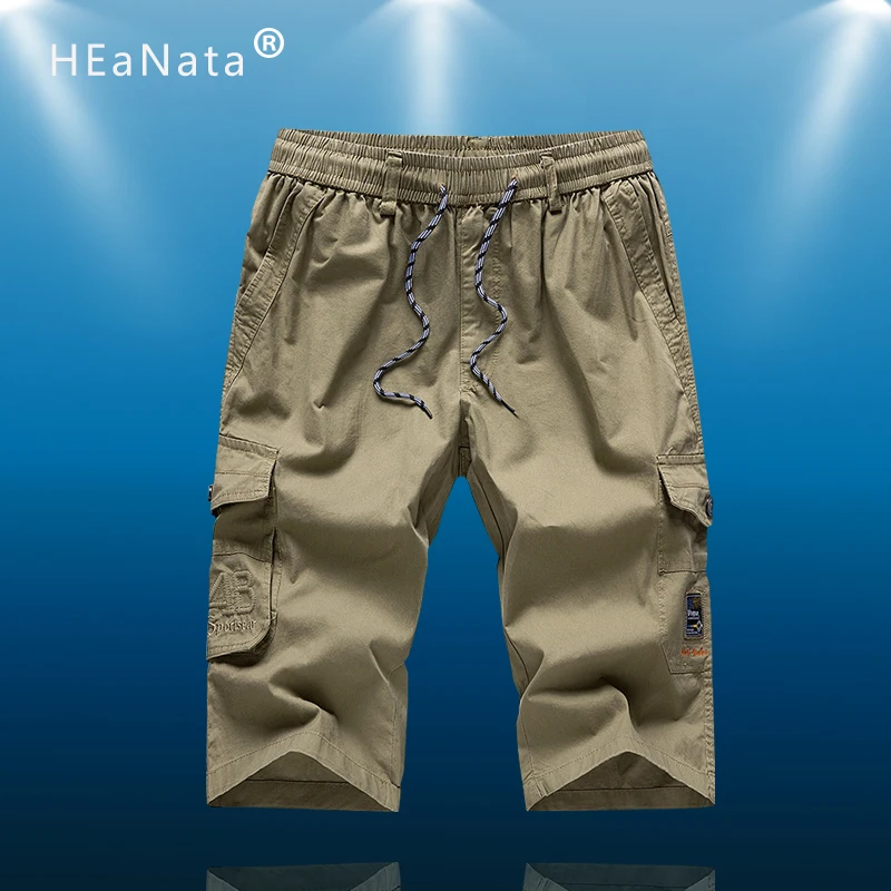 Мужские длинные шорты-карго цвета хаки уличные спортивные бриджи с рукавом три