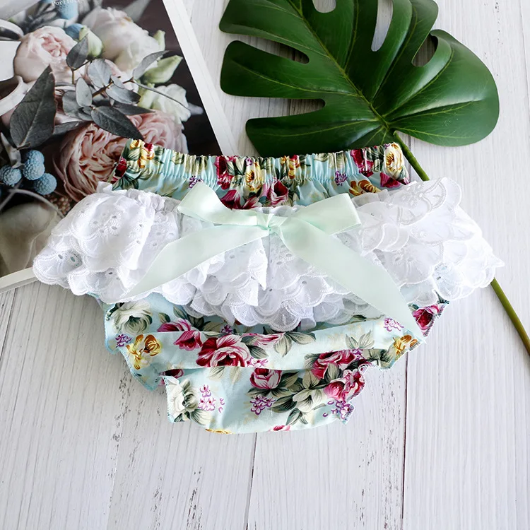 Оптовая продажа шорты для маленьких девочек из 100% хлопка с синей розой кружевные