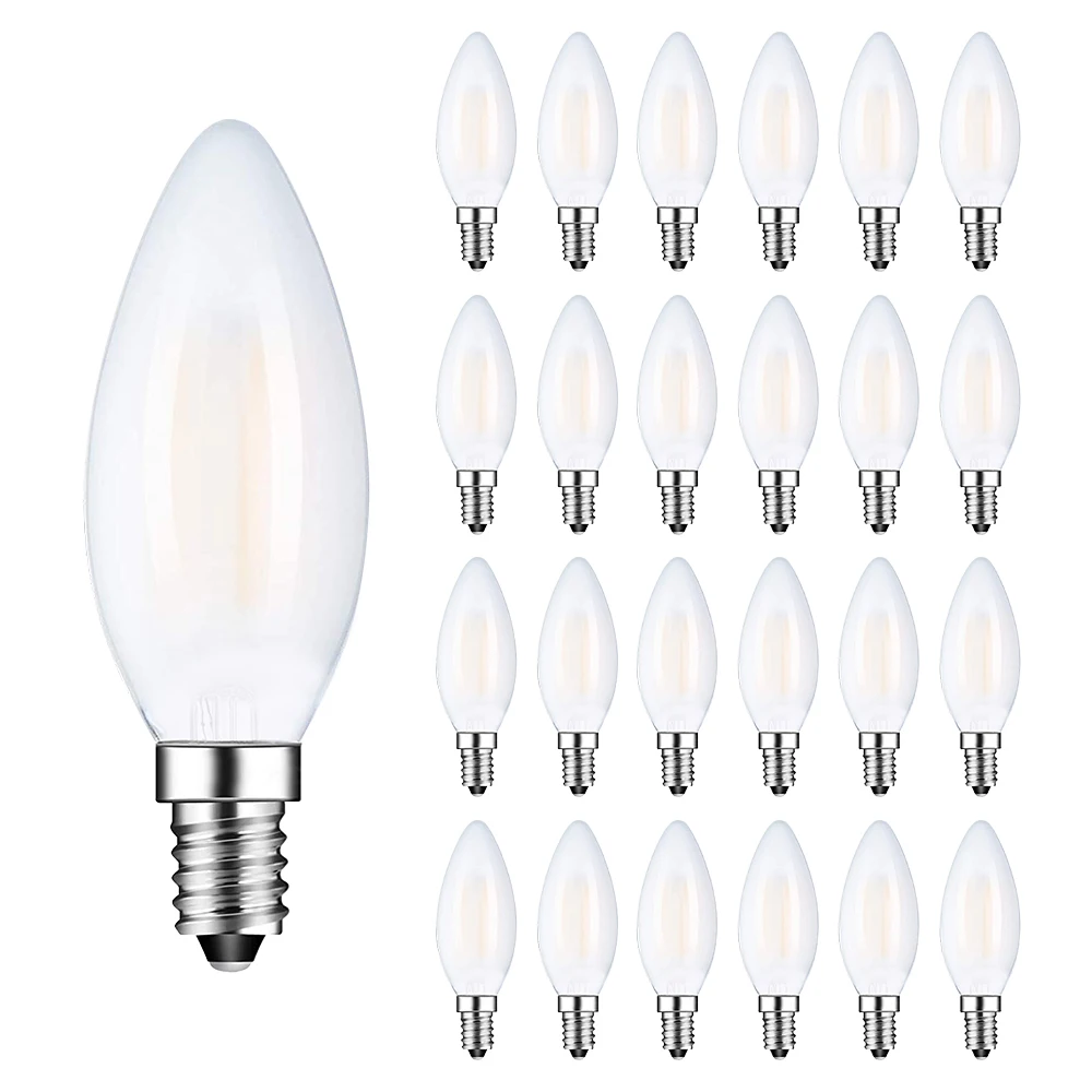 4W 6W Retro LED Candle Filament Bulb C35 Frosted Light Bulb E12 E14 Dimmable Edison Screw Light Lamp Chandelier Warm White 2700k