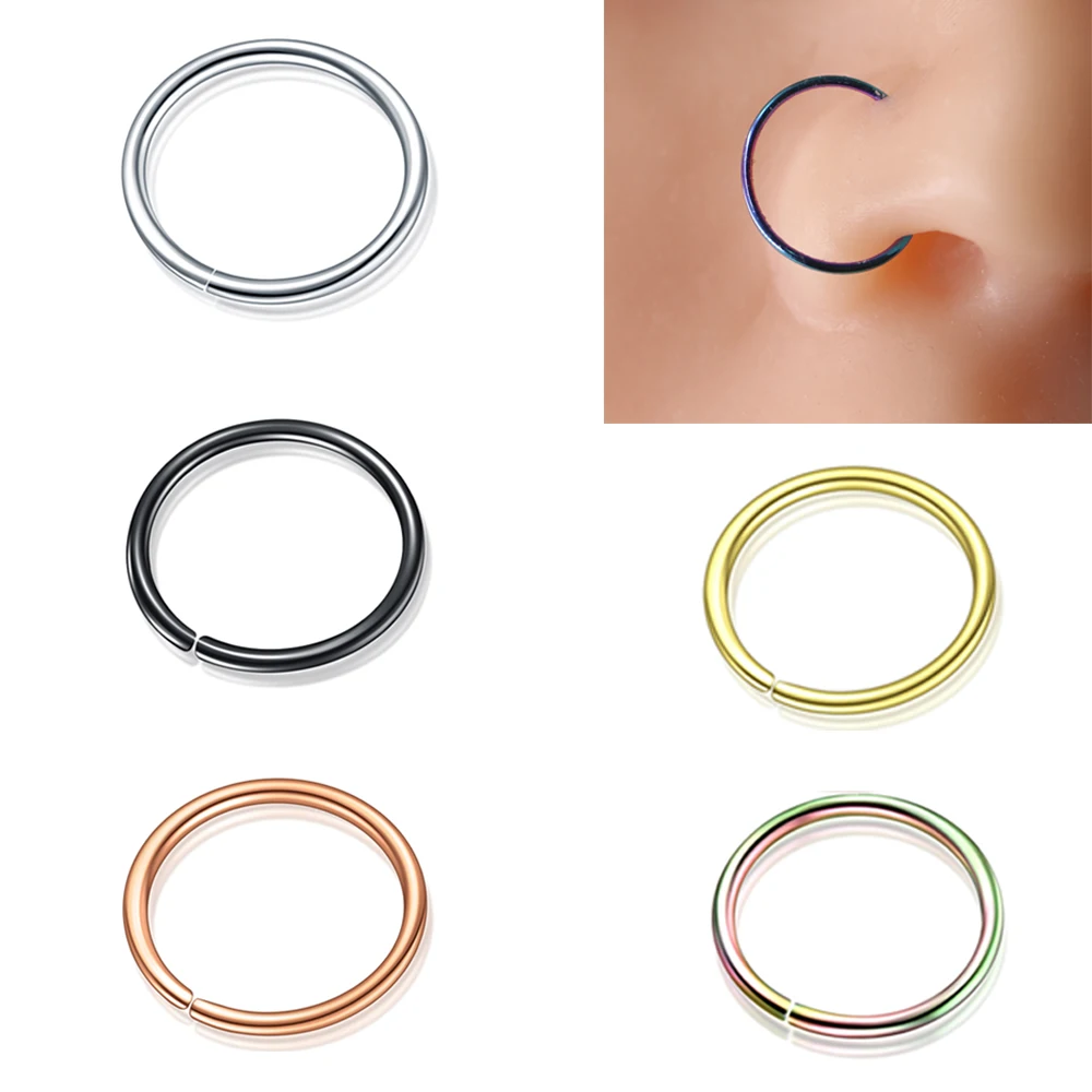1 шт. круглая форма нержавеющая сталь сексуальное открытое кольца в нос пирсинг