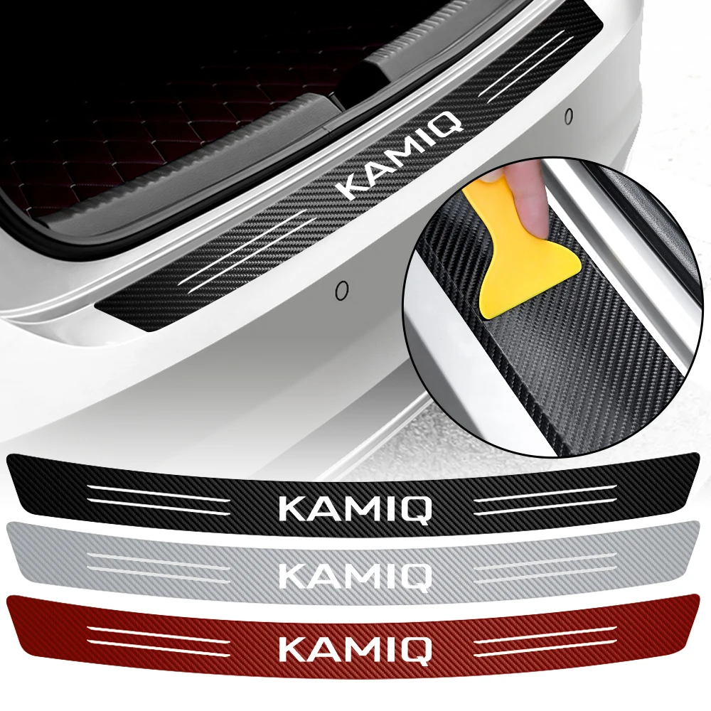 

Car Sticker Carbon Fiber Rear Bumper Tail Trunk Load Edge Scratch Guard Protector Decal for Skoda Kamiq Badge Emblem Accessories