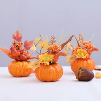 halloween decoration fall harvest artificial pumpkin with faux maple leaf pomegranate gourds fruit ornament hallowen thanks