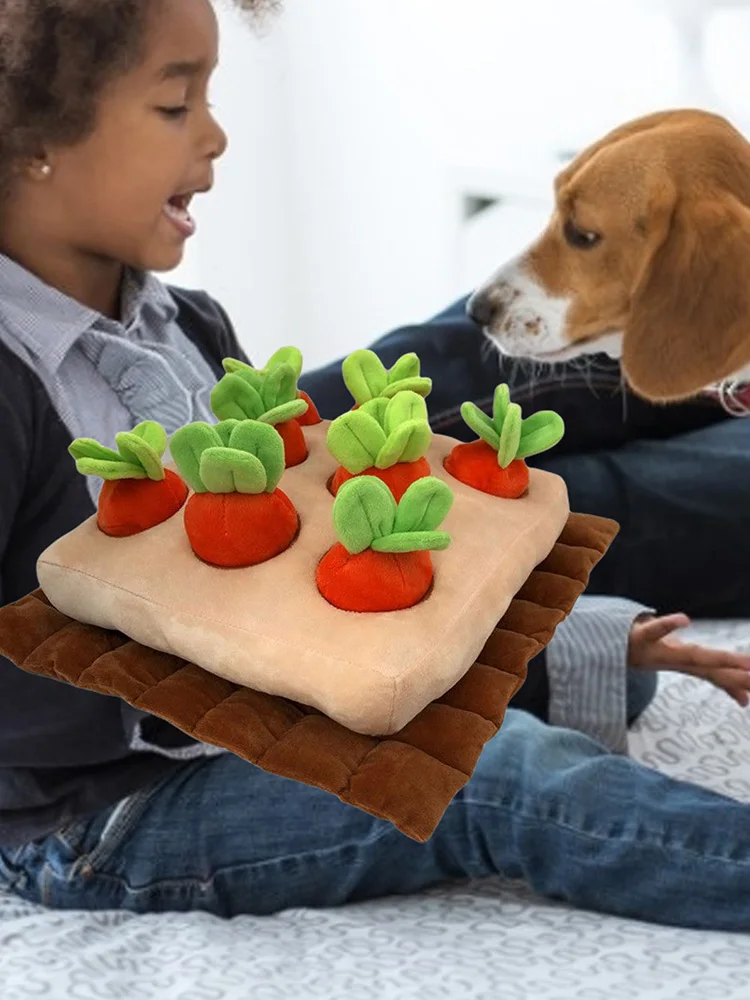 

Pet Snuffle Toy Pet Plush Molars Toy Kids Vegetable Garden Toy Pull The Carrot Interaction Educational Toy Sniffing Training