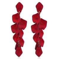 2020 new arrival vintage women dangle earrings sexy rose petal long tassel earrings female korean jewelry red earrings