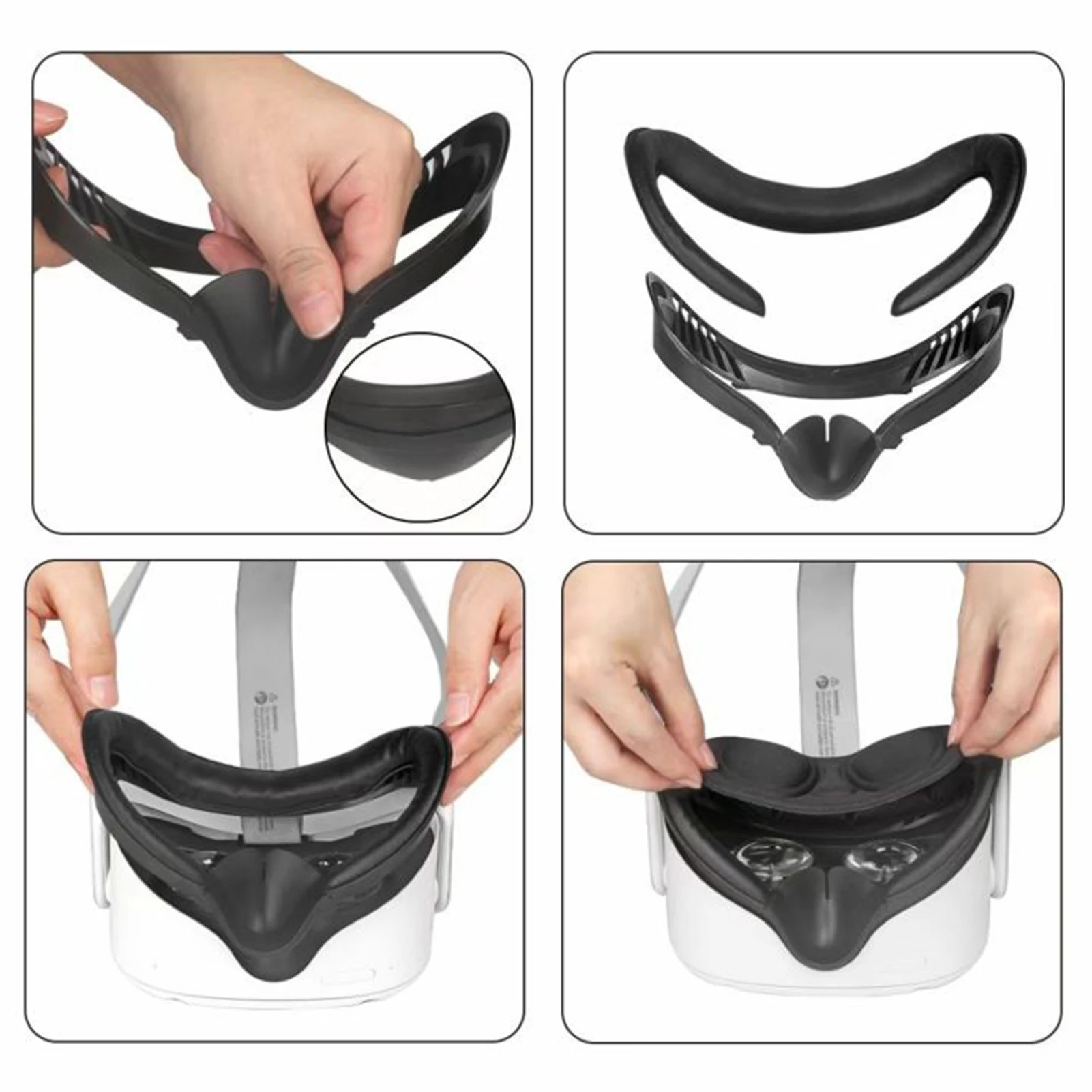 

Zachte Pu Lederen Oogmasker Cover Licht Blokkeren Eye Cover Pad Voor Oculus Quest 2 Vr Bril Beschermende Mat Met vr Lens Cover