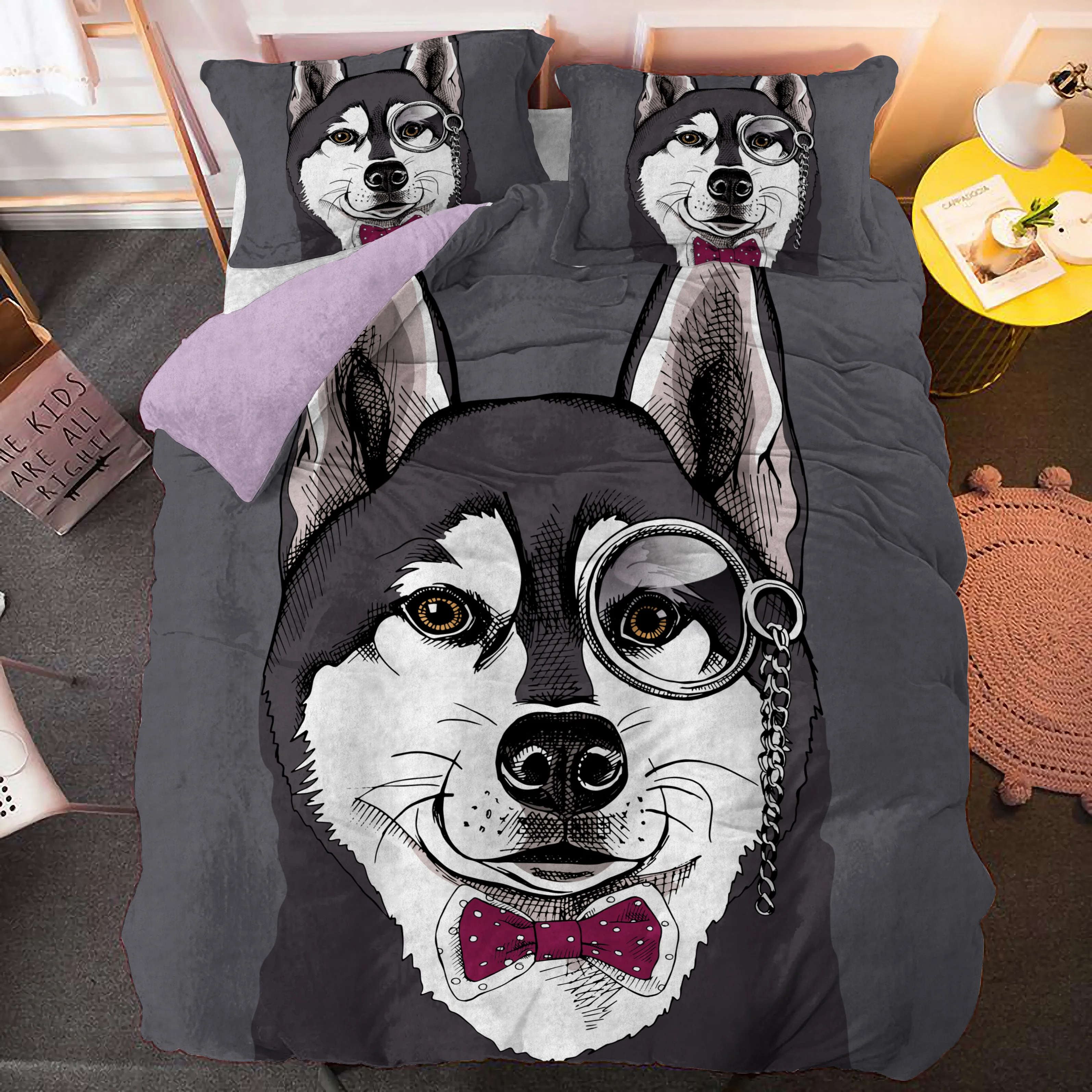 2/3 шт. набор постельных принадлежностей с мультяшным Мопсом|Комплекты