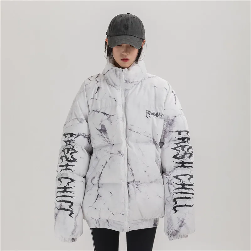 Мужская Зимняя Толстая теплая негабаритная ветрозащитная куртка с принтом