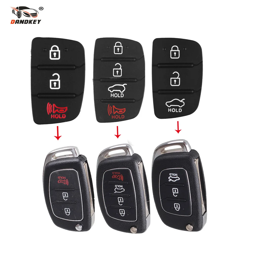 

Dandkey Replacement Rubber Pad 3/4 Buttons Flip Car Remote Key Shell For Hyundai I30 IX35 Kia K2 K5 Key Cover Case