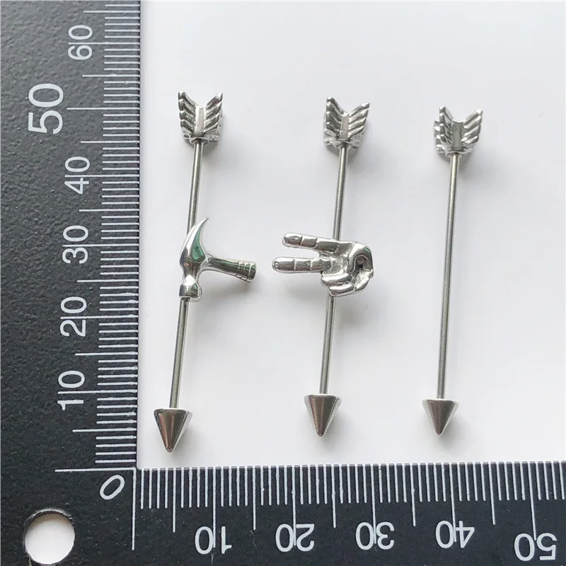 

1pc Personality Punk Style Stainless Steel Hammer Scissors Arrow Earrings Hip Hop Rock Fashion Men's and Women's Jewelry Earring
