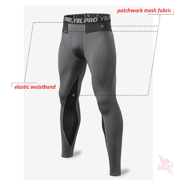 Quick Dry Running Compression Pants Tights Men Breathable Mesh Patchwork Sports Leggings Fitness Sportswear Gym Skinny Trousers
