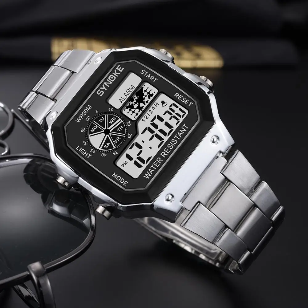 Mens Watches Luminous Lightweight Watch Square Dial Life Waterproof Digital Led Watch Men Business Sport Watches Male Clock 2021