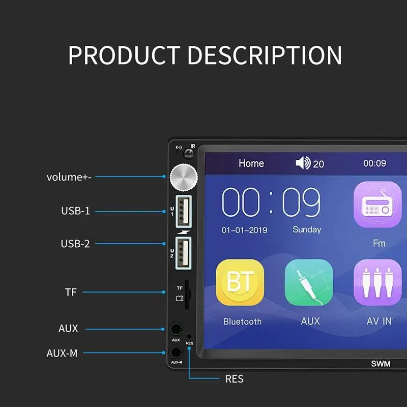 Автомагнитола X5 2 Din Bluetooth 7 "HD сенсорный экран обратное изображение 2din стерео