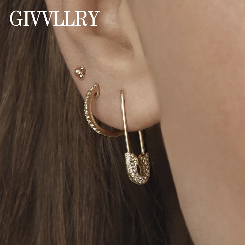 Женские серьги кольца с цепочкой маленькие круглые в минималистичном стиле