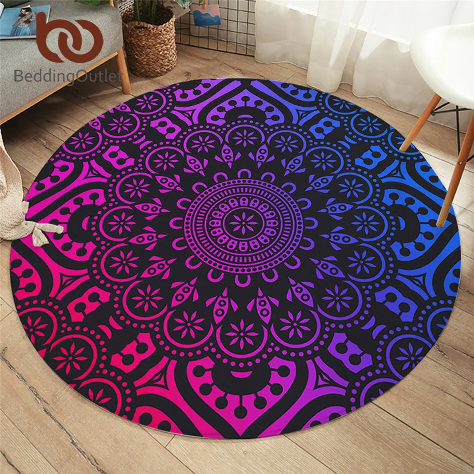 Постельный выпуск круглый ковер мандалы для спальни Цветные коврики в цветочек