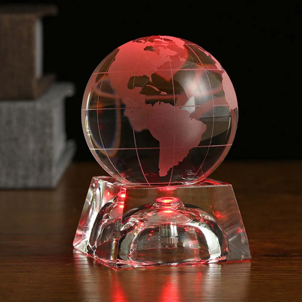 Цветной кристалл земля Миниатюрная модель лазерная гравировка 3D Хрустальный Шар