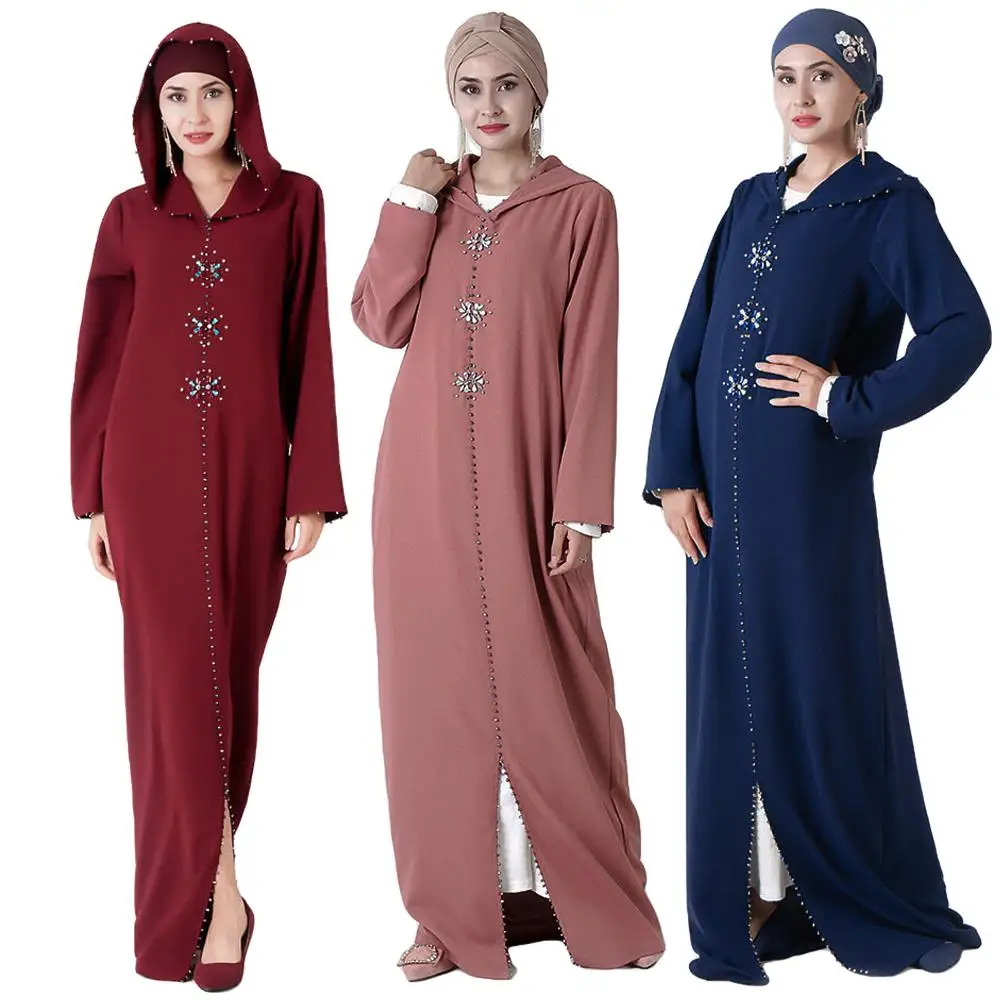 Марокканская абайя Женское Платье макси с капюшоном халат мусульманский кафтан