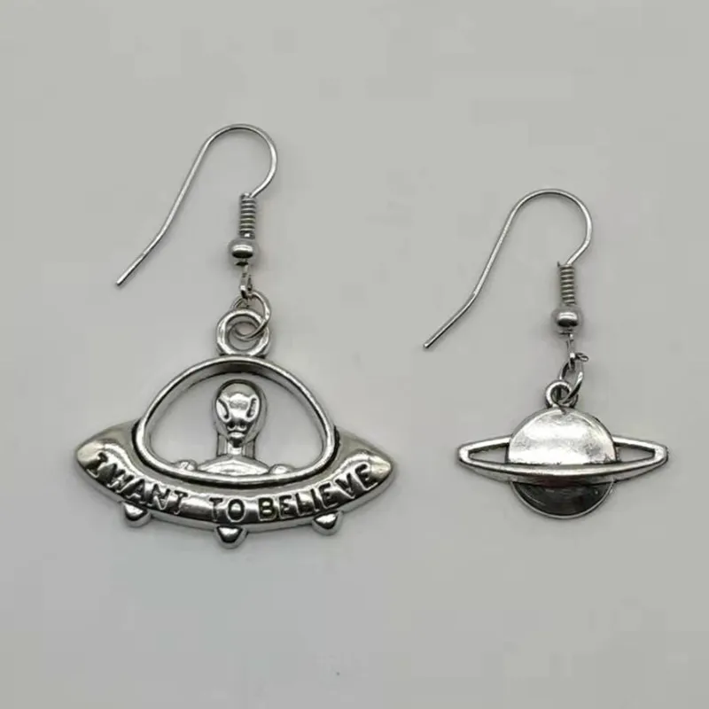 1 пара (2 шт.) из тибетского серебра и НЛО кулон чужой серьги ручная работа сделай