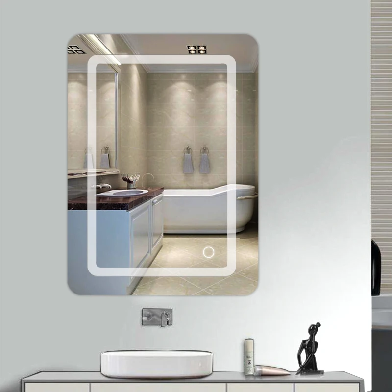 

Wall Mounted Bathroom Mirror Rectangular Touch Switch Anti-fog Bathroom Mirror With Led Light LED Bathroom Mirror