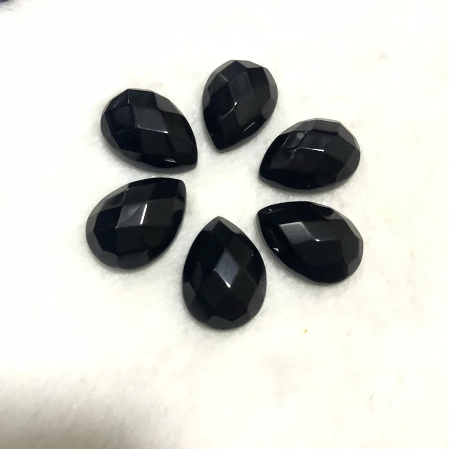 

Wholesale 3pcs Natural Black Agate Onyx Bead Cabochon 14x19mm Faceted Drop Bead,stone Beads Cabochon For Jewelry making