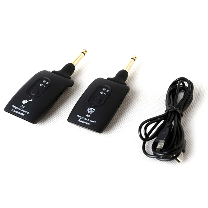 

Hot 2.4GHz Wireless Guitar System Transmitter A9 Receiver Built-in Rechargeable Accessories MVI-ing