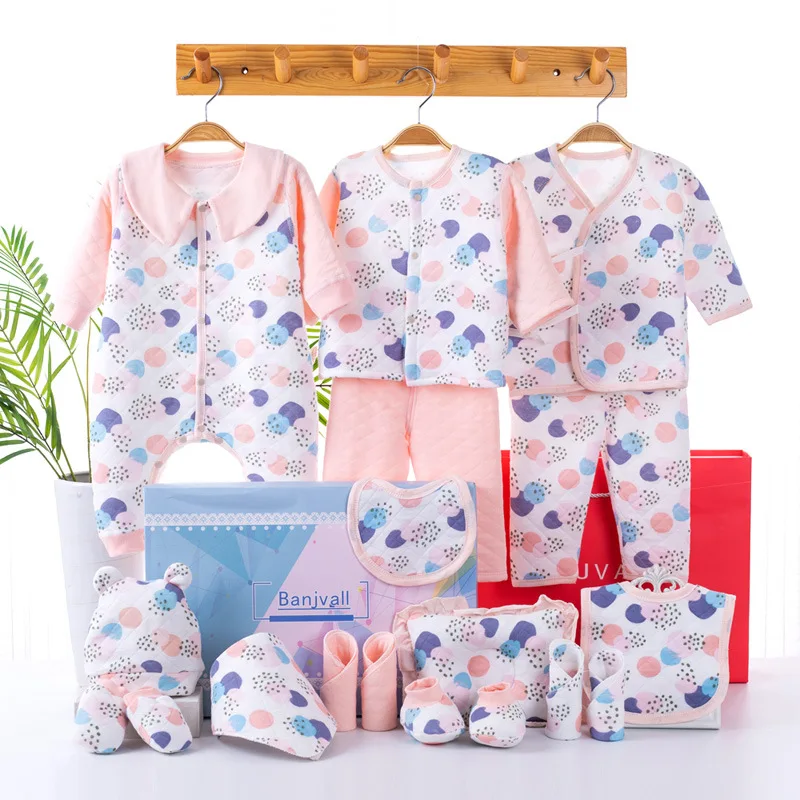 

18 piece Newborn Baby Girl Boy Clothing Set 100% Cotton Infant Boy Clothing Suit Baby Girl Clothes Outfits Pants Hat Bib Gloves