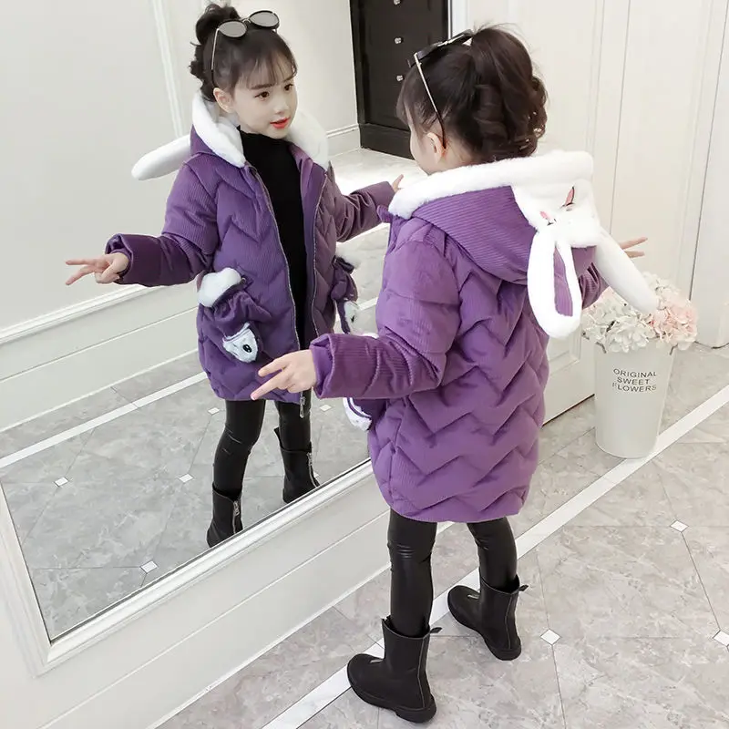 Зимние куртки для девочек Новое Модное детское теплое пальто одежда с капюшоном