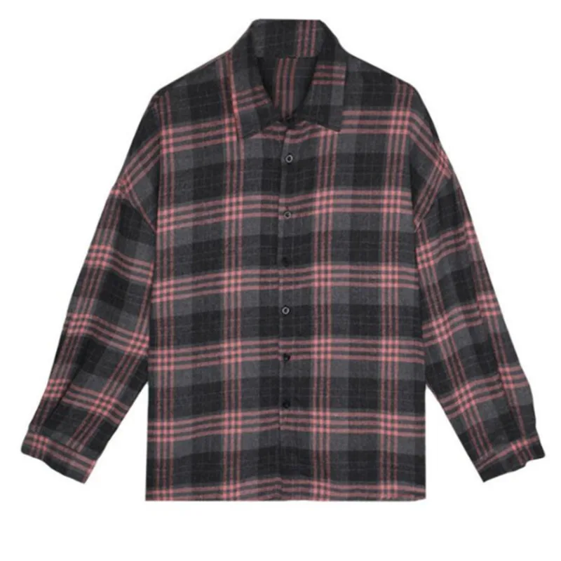 Блузка XFPV Женская в клетку шикарная свободная однобортная рубашка с длинным