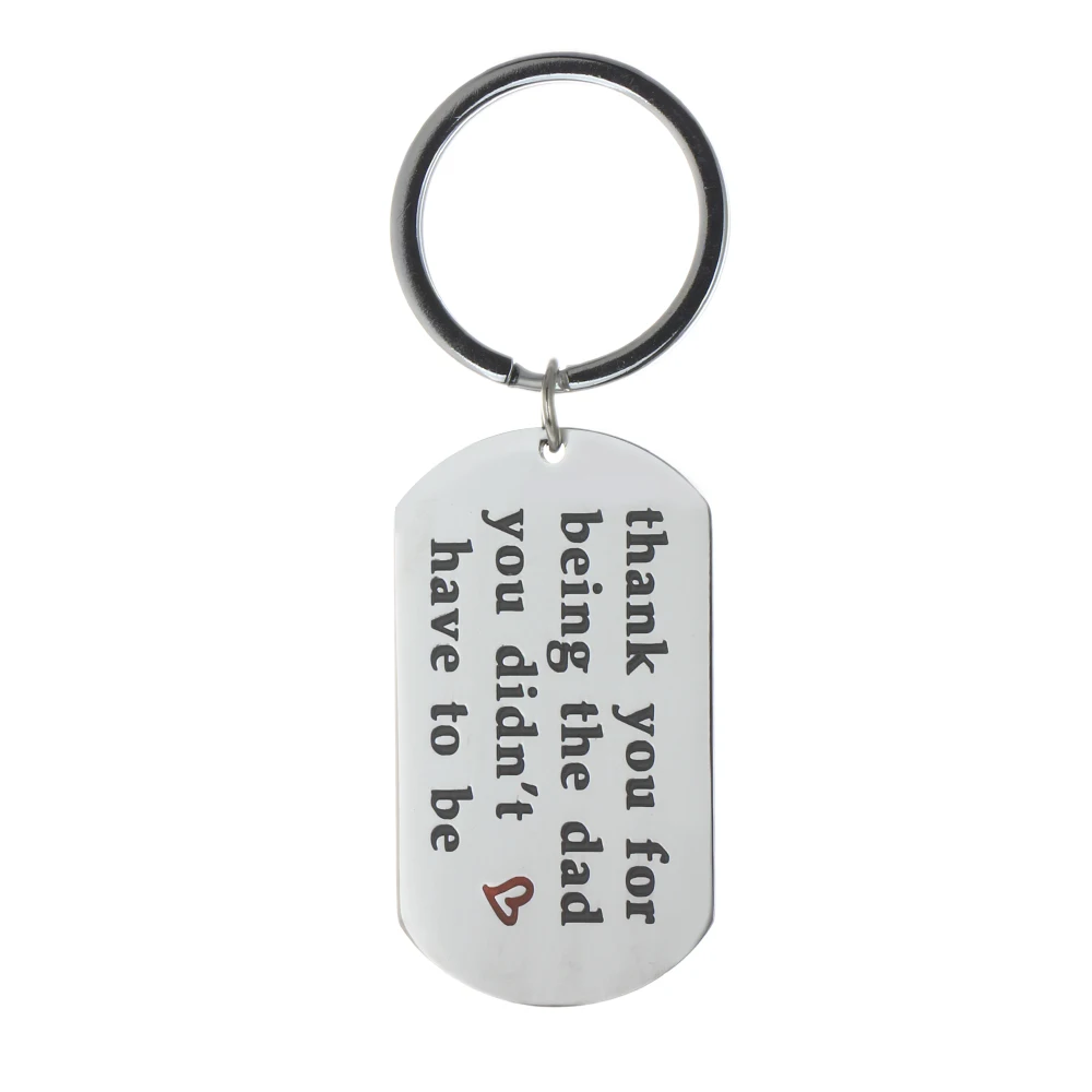 

12PC Thank You For Being The Dad You Didn't Have To Be Keyrings Dog Tag Stainless Steel Pendant Keychains Father's Day Gifts Hot