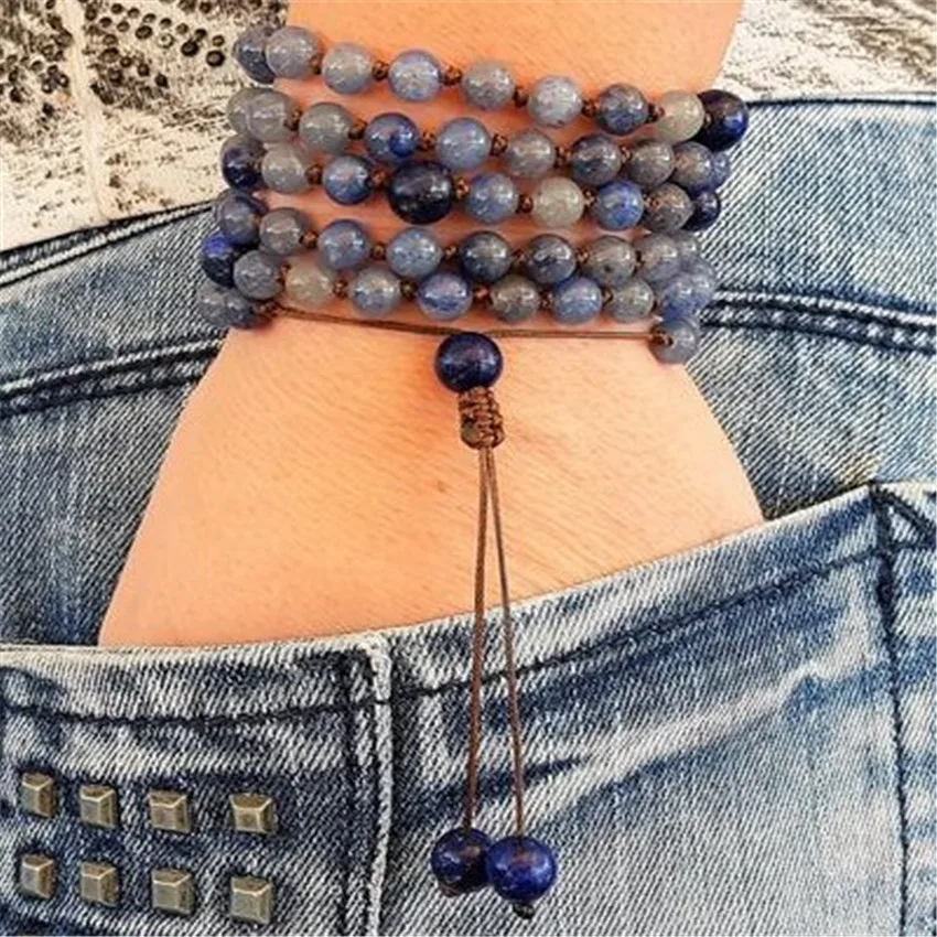 

Lapis Lazuli Necklace 108 Buddha Beads Bracelet Necklace Calming Practice Diy Easter Energy Bohemia Classic Elegant