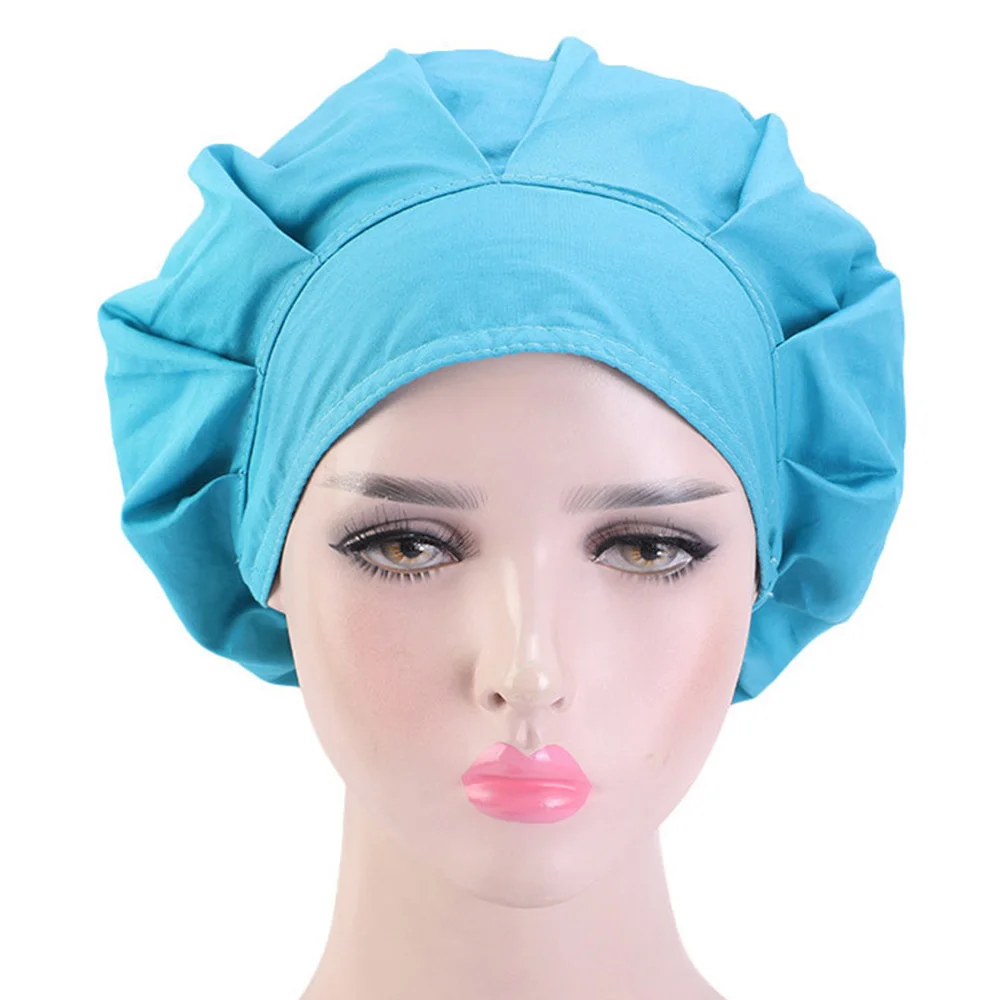 

Fashion Cotton Bonnet Adjustable Nurse Bouffant Hat Head Cover Unisex Scrub Cap