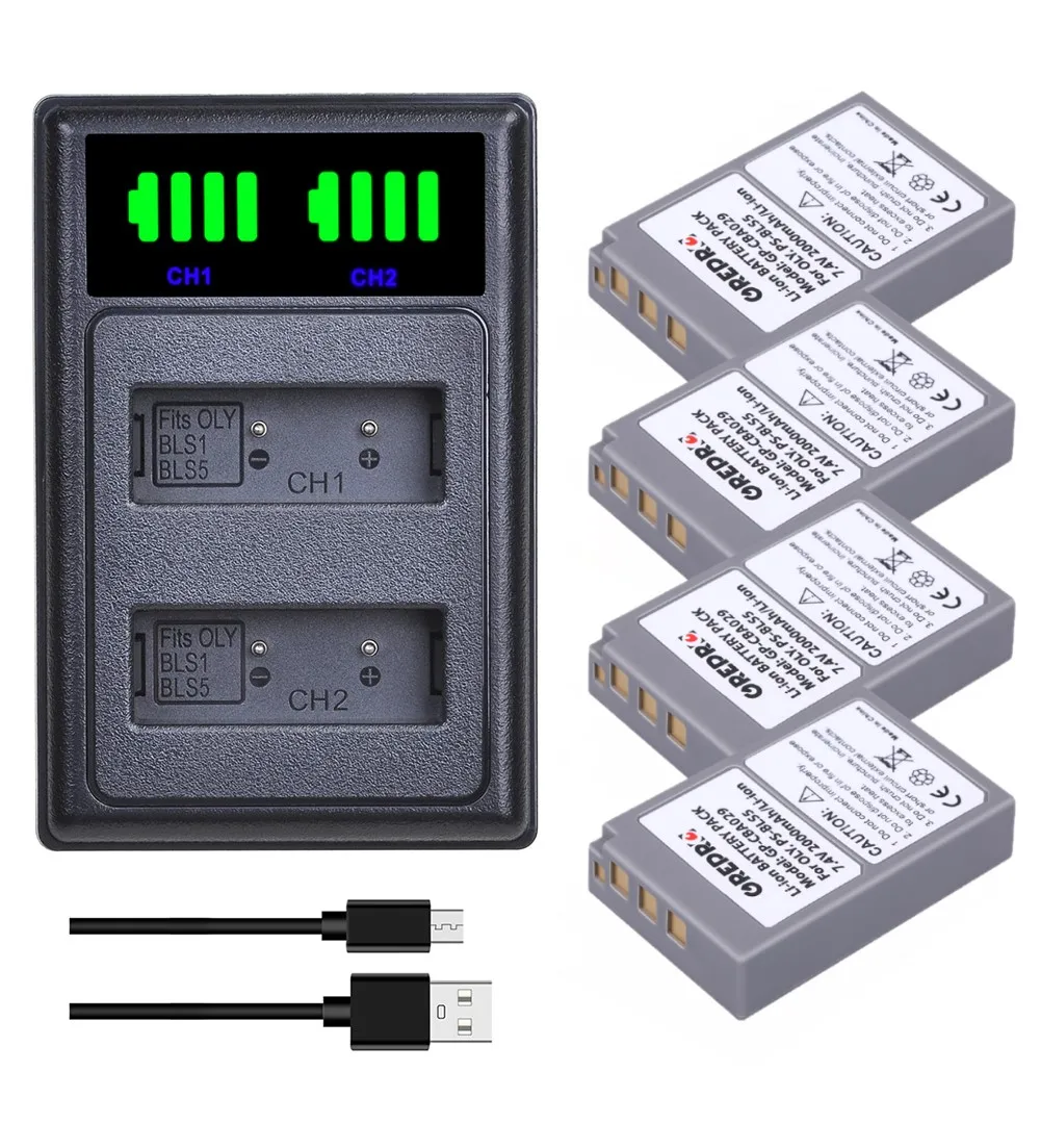 PS BLS5 BLS50 Батарея с BLS 5 Зарядное устройство для цифровой камеры Olympus PEN 50 E PL2 PL5 PL6 PL7 PM2