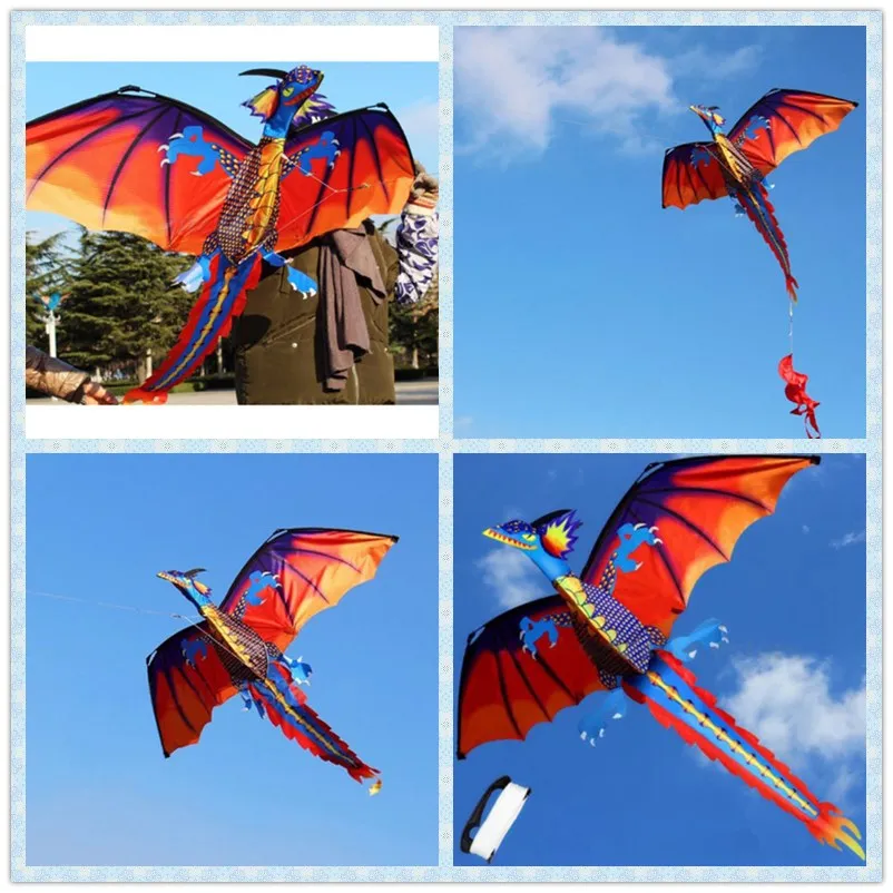 Детский воздушный змей 3D в виде динозавра Однолинейный с хвостом