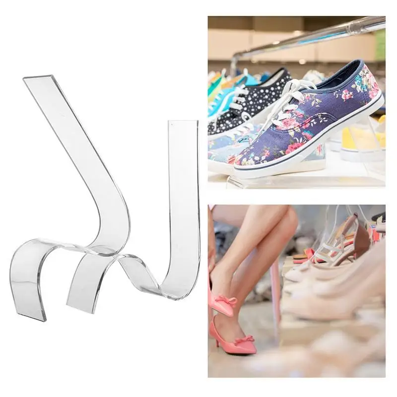 

4 Pcs Clear Shoes Display Stands S-shaped Display Racks Sandal Storage Stands